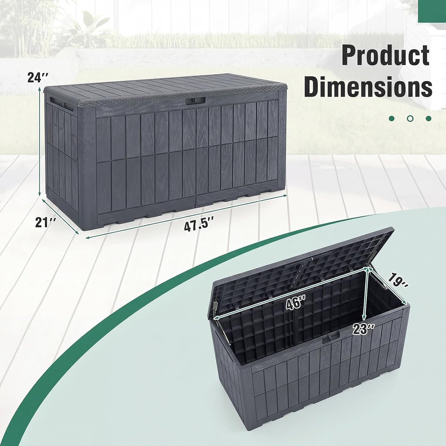 Tangkula 25 Gallon Waterproof Outdoor Storage Box with Lockable Lid | PP Resin, Wicker Patterned, Indoor Outdoor Use, Portable, Versatility, for Deck, Pool, Patio Cushions, Garden Tools