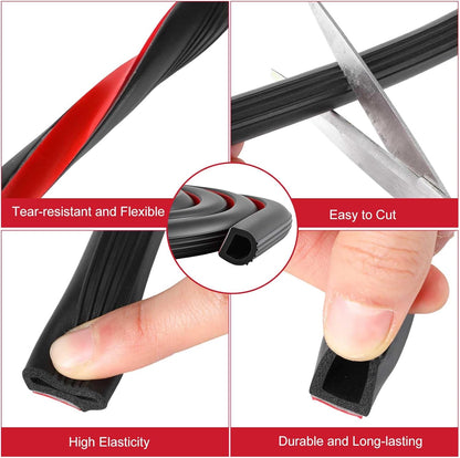 Pangda 13Ft D Shape Rubber Weather Stripping Foam Self-Adhesive EPDM Seal Strip for Noise Reduction Waterproof Dustproof for Cars Boats RVs Windows Doors (3/4" W x 3/4" H)