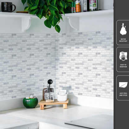 Art3d 10-Sheet Kitchen Backsplash Tiles Peel and Stick, Self Adhesive Wall Tile Sticker for Kitchen Island Bathroom Laundry Room RV Renter 12" x 12" - Jade Green