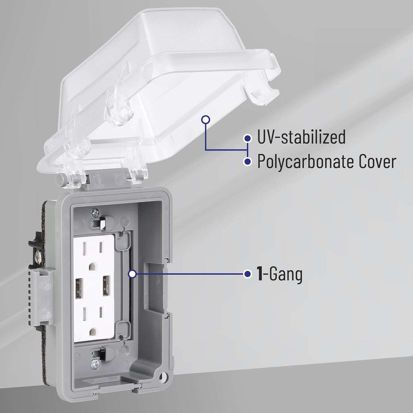 Bates- Weatherproof Electrical Outlet Cover, 1-Gang Outdoor Plug Cover | For Protection Against Rain Dust & Outdoor Use