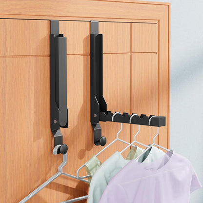 2 Pack Over The Door Hanger Folding Clothes Drying Rack, Folding Hanging Coat Rack for Indoor Laundry Room Compact Small Space Foldable Portable Clothing Hanger Hook Collapsible (Wihte-2(Upgraded))
