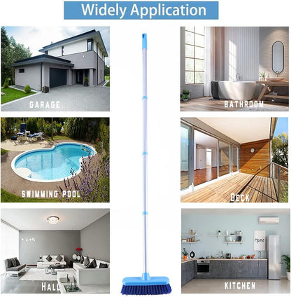 YONILL Deck Brush with Long Handle - Floor Scrub Brushes for Cleaning Shower, Stiff Bristle Scrubbing Brush, 50" Floor Scrubber Brush for Bathroom, Bathtub, Tub, Tile Floors, Garage and Patio