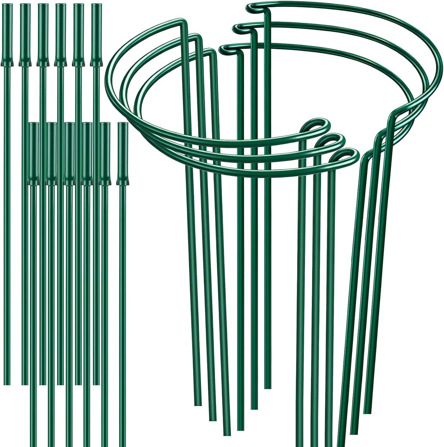 HiGift Plant Support Stakes, 6 Pack Metal Peony Cages and Supports, Garden Stakes Plant Support Cage, Large Plant Support Ring for Outdoor Indoor Snake Plant Peony Rose Flowers Vine (10" W x 15.8" H)
