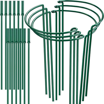 HiGift Plant Support Stakes, 6 Pack Metal Peony Cages and Supports, Garden Stakes Plant Support Cage, Large Plant Support Ring for Outdoor Indoor Snake Plant Peony Rose Flowers Vine (10" W x 15.8" H)