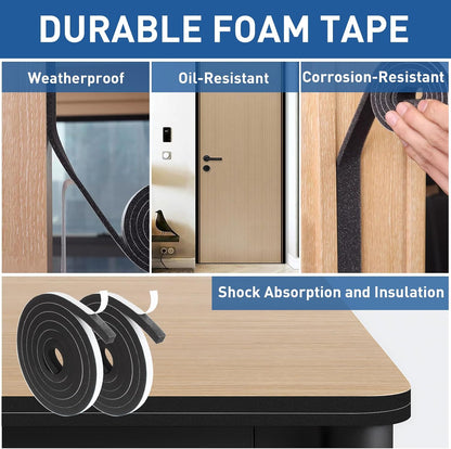 TamBee Weather Stripping Foam Tape 1/2 Inch Wide X 1/2 Inch Thick,High Density Foam Strip Self Adhesive Weatherstrip Insulation Foam Rubber Seal Strip 13 Ft(2 Rolls of 6.5 Ft Long Each)