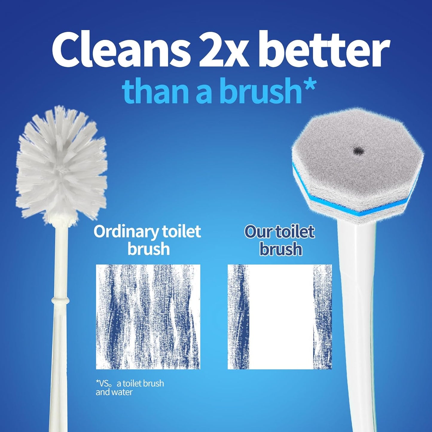 Hohoky Disposable Toilet Brush Cleaning System, Two Sets of Wands and 60p Refills Pads Replacement Heads, Wall Mounted Toliet Stick Wand Starter Kit Bathroom Maintenance, Toilet Bowl Cleaner Holder
