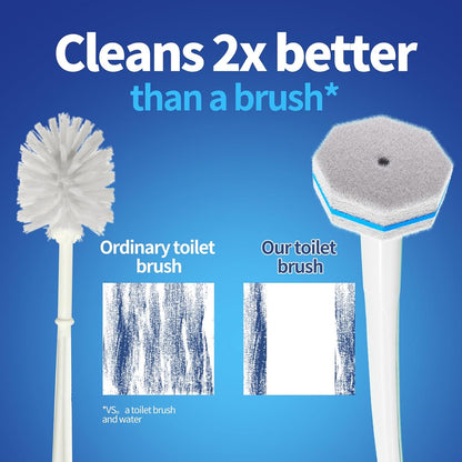 Disposable Toilet Brush Cleaning System with 50pcs Refills Pads Replacement Heads, Toilet Cleaning Stick, Wall Mounted Toliet Wand Kit Bathroom Maintenance, Toilet Bowl Cleaner Wands Holder and Set