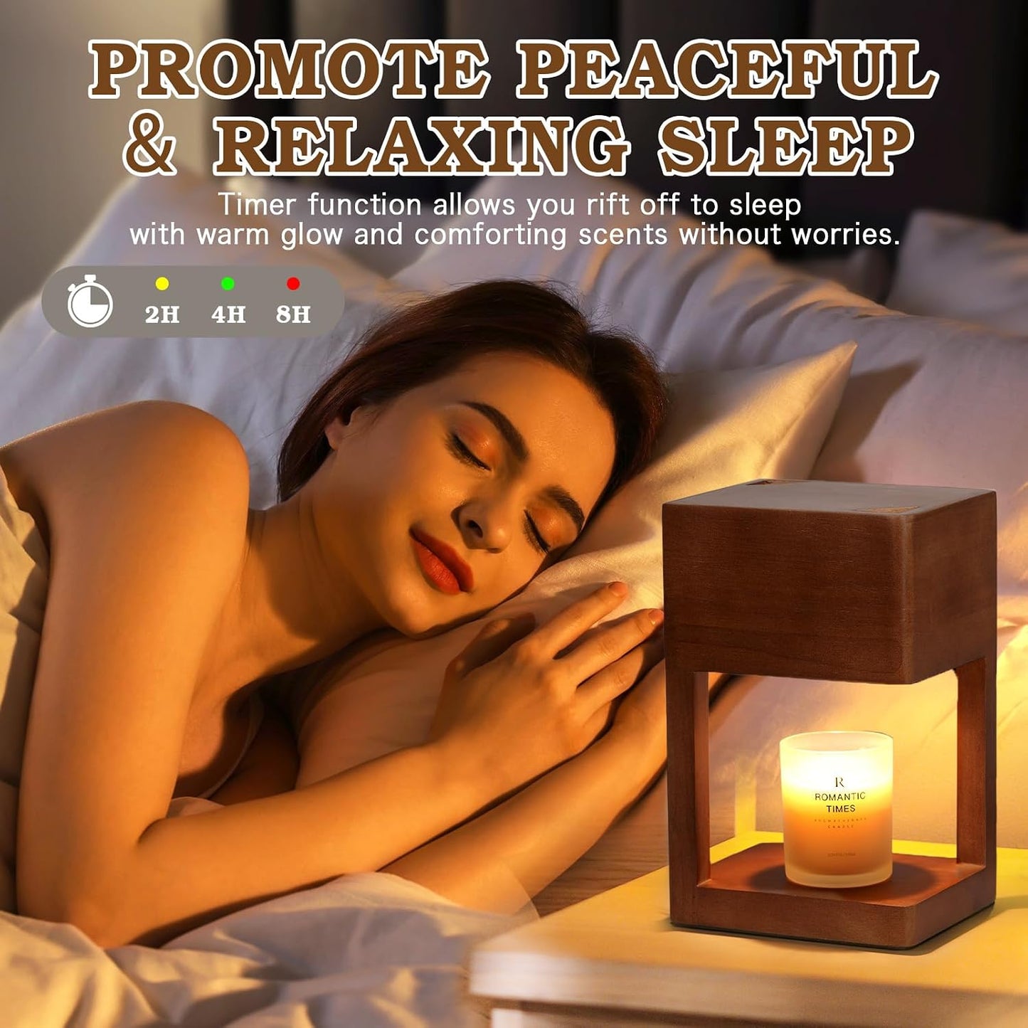 Candle Warmer Lamp Wood with Timer, Dimmable Electric Candle Lamp Warmer for Jar Candles, 2*35 Watt Bulb, Mothers Day Birthday Gifts for Women Men, Decorative Wooden Candle Lamp for Bedroom Home Decor