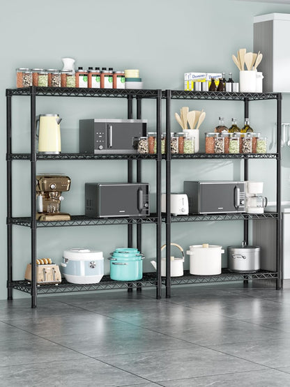 Golpart 4 Tier Adjustable Storage Shelves Metal Utility Shelf Wire Shelving Unit Organizer Rack for Home Kitchen Office Bathroom Pantry Room 12" D x 18" W x 44" H