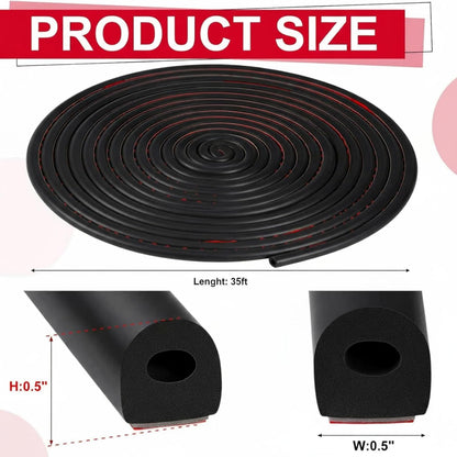 Pangda 13ft Foam Rubber D Shape Seal Strip 1" W x 0.5" H Self Adhesive EPDM Rubber Weather Stripping RV Slide Out Seal Heavy Duty Automotive Weather Stripping for Car Truck RV Boat Home