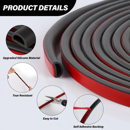 Silicone Weather Stripping Door Seal, 20FT Self Adhesive D Shaped Door Seal Strip for Door Frame, Door Insulation Strip Window Seal, W:1 in; H:1 in; 20Feet