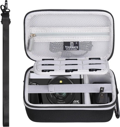 Hard Storage Case for Gavonde/Pedtail/JGIPL Digital Camera-Versatile Camera Bag with Crossbody/Neck Strap&Organizer Compartments for Batteries&Memory Cards(Box for Sale) (Black & Reflective Zipper)