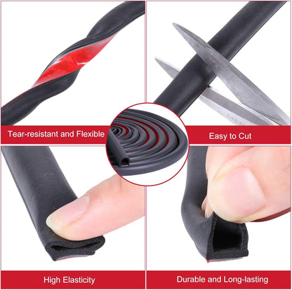 Pangda 10Ft D Shape Rubber Weather Stripping Foam Self-Adhesive EPDM Door Seal Strip for Noise Reduction Waterproof Dustproof for Cars Boats Truck RVs Windows Doors (3/4" W × 3/4" H)