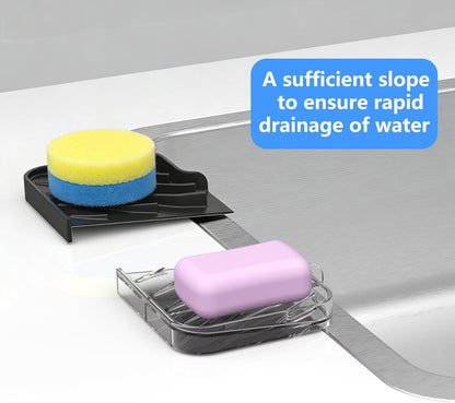 Sponge Holder for Kitchen Sink, Dish Sponge Holder & Soap Tray with Drain, Bathroom Sink Sponge Drying Rack & Perfect Organizer for Dispenser,Bottle,Cup on Sinks or Counter(8"x 4"Gray)