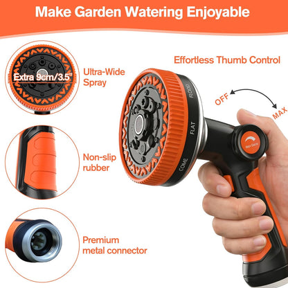 Rosy Earth Garden Hose Nozzle, 3.6" Ultra-Wide Metal Hose Sprayer, Orange