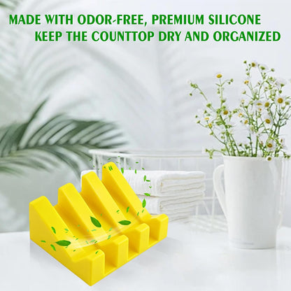 Self Draining Soap Dish Holder,Silicone Soap Dish,for Bathroom,Kitchen, Sponges，Can Extend Soap Life，Keep Soap Bars Dry and Easy Cleaning (White,1-Pack) - Colors B