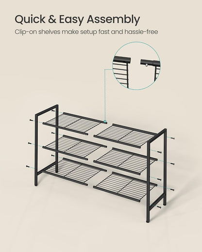 SONGMICS Metal Shoe Rack, Free Standing Shoe Organizer for Entryway Closet Garage Small Spaces, Heavy-Duty Slim Steel Storage Shelf, 8-Tier, Fits 16-24 Pairs, Bronze ULMR028A01