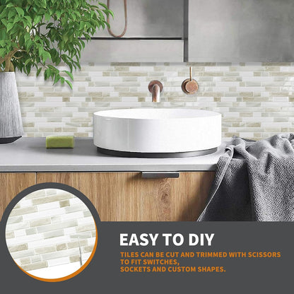 Yipscazo 10 Sheets Peel and Stick Backsplash for Kitchen Wall, 12''x12'' Waterproof Stick on Backsplash Smart Tiles for Bathroom,Removable Backsplash Wall Tiles in Gray White