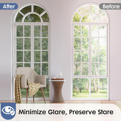rabbitgoo Window Privacy Film, Decorative Stained Glass Window Film, Sun Blocking Glass Clings, Renter-Friendly Static Cling Frosted Sticker Covering for Home Door, Rainbow Tulip 17.5" X 78.7"