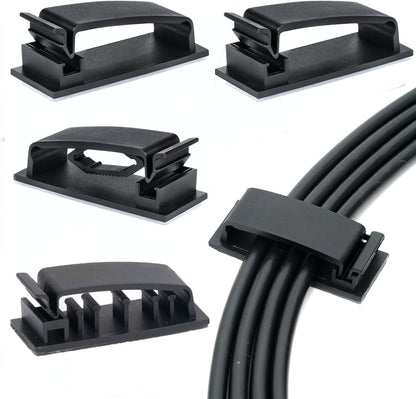 Cable Clips 50PCS, Self Adhesive Cable Management Clips, Cord Organizer Wire Clips Cord Holder for Appliances PC Wall Ethernet Cable Under Desk Nightstand Home Office Car
