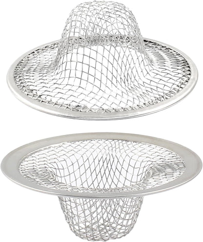 Piutouyar 2 Pack Stainless Steel Kitchen Sink Strainer, 3.5 Inch Diameter Mesh Basket Large Round Filter Kitchen Drain Strainer Food Catcher for Bathroom Bathtub Wash Basin Garbage