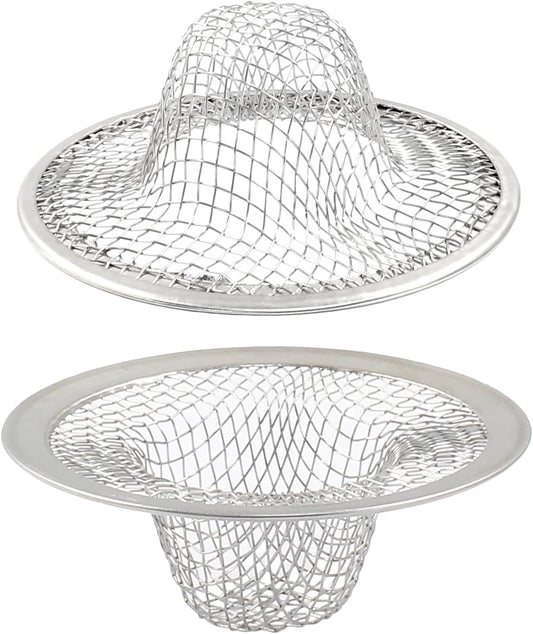 Piutouyar 2 Pack Stainless Steel Kitchen Sink Strainer, 3.5 Inch Diameter Mesh Basket Large Round Filter Kitchen Drain Strainer Food Catcher for Bathroom Bathtub Wash Basin Garbage