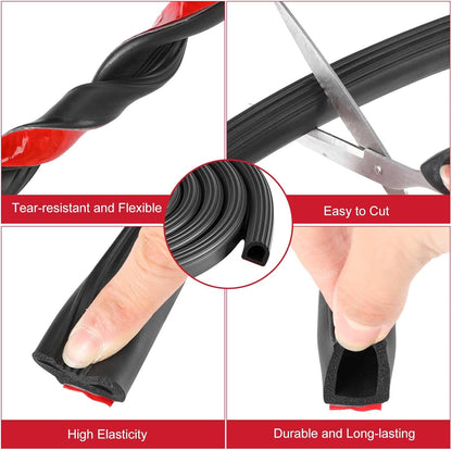 Pangda 13Ft D Shape Rubber Weather Stripping Foam Self-Adhesive EPDM Seal Strip for Noise Reduction Waterproof Dustproof for Cars Boats RVs Windows Doors (3/4" W x 3/4" H)