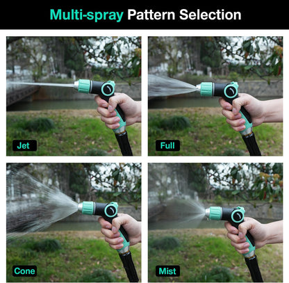 Besiter Garden Hose Nozzle Sprayer: 2 Pack 10 Watering Patterns Spray Nozzles Heavy Duty Metal Hose Head Hose Attachment, Thumb Control On Off Valve