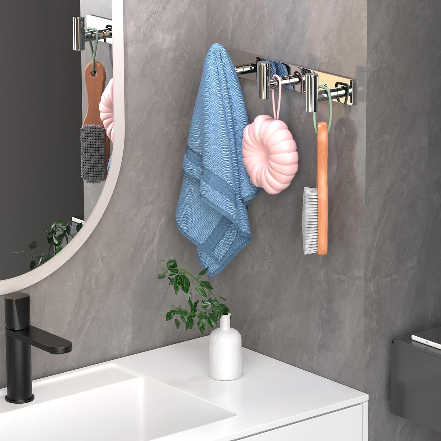 Wall Mounted Coat Rack-3 Hooks, Heavy Duty Stainless Steel Wall Hooks for Towel Coat Bag, Hat Rack Coat Hanger Coat Hooks Towel Racks for Bathroom Entryway Kitchen Office (Silver, 1 Pack)