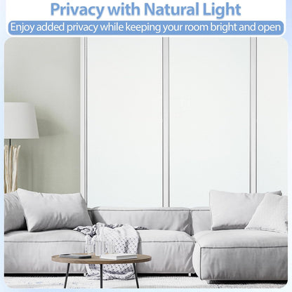 GTJ Frosted Window Privacy Film, Static Cling No Glue Removable Reusable, UV Blocking Glare & Heat Reduction, for Bathroom Glass Door Home Office, 17.5" x 78.7"in