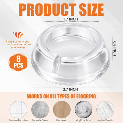 8 Pcs Anti Vibration Pads for Washing Machine and Dryer Bulk Transparent Rubber Antivibration Stabilizer Washer Stabilizer Feet Washing Machine Foot Pads Prevent Moving Shaking Walking Noise