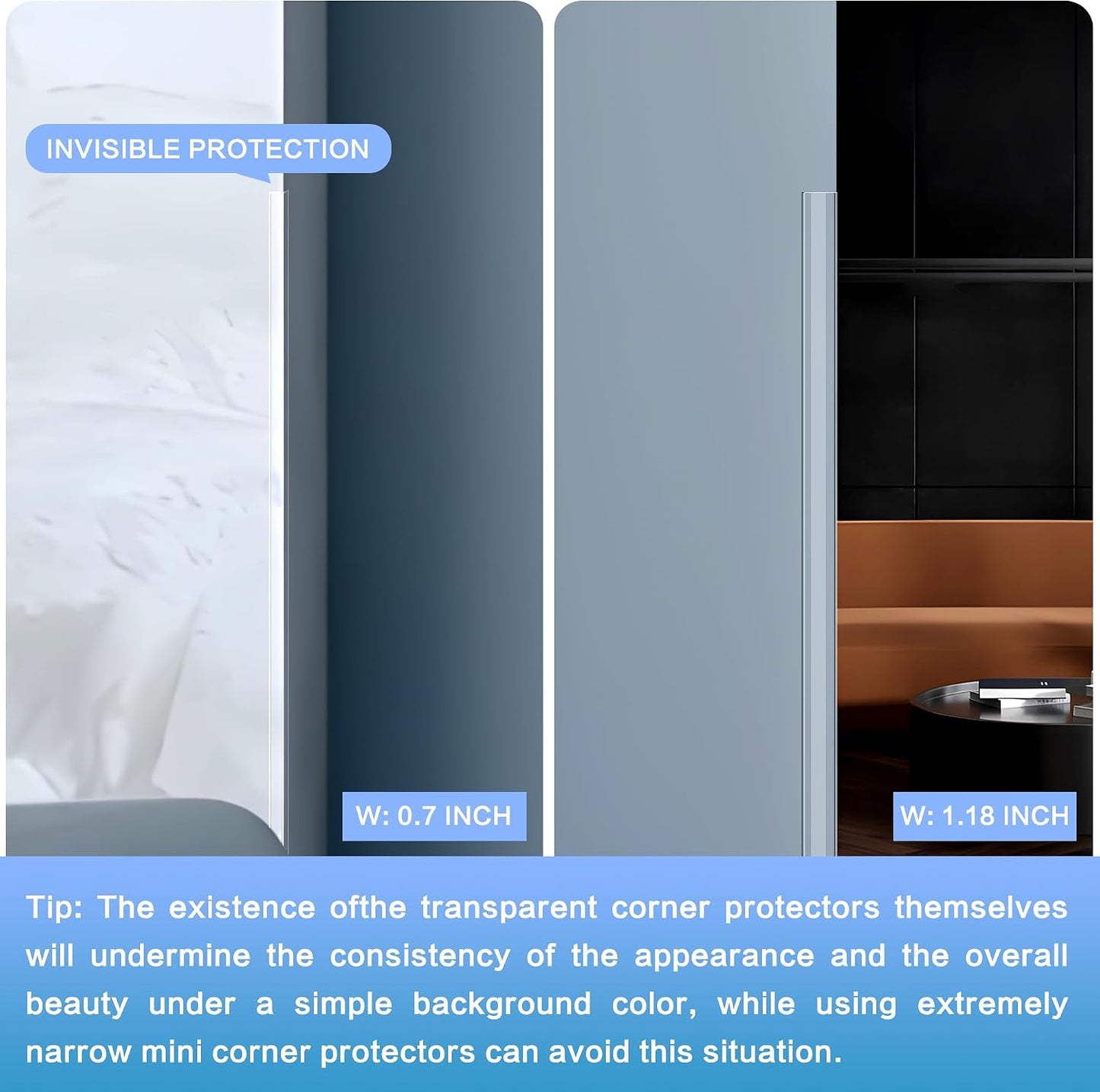 Wall Corner Protector, Walls Edge Protector，Self-Adhesive Wall Corner Guards,PVC Double Side Edge Protector， Furniture Stairs Guard (Gray 2PCS 90cm/35.4in)