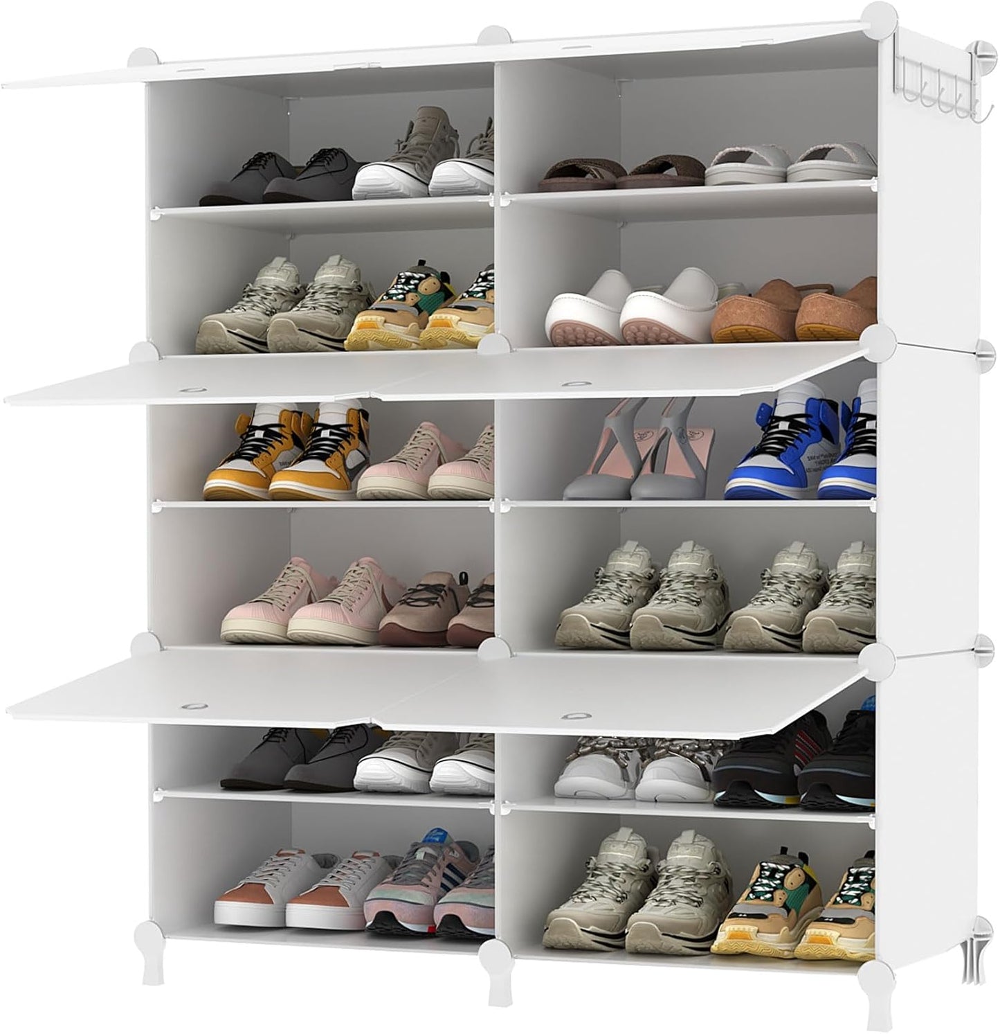AWTATOS 8 Tiers Shoe Rack Organizer, 32 Pair Shoe Storage Cabinet, White | DIY Stackbale Plastic Shoe Organizer Shelves for Closet Entryway Hallway Bedroom