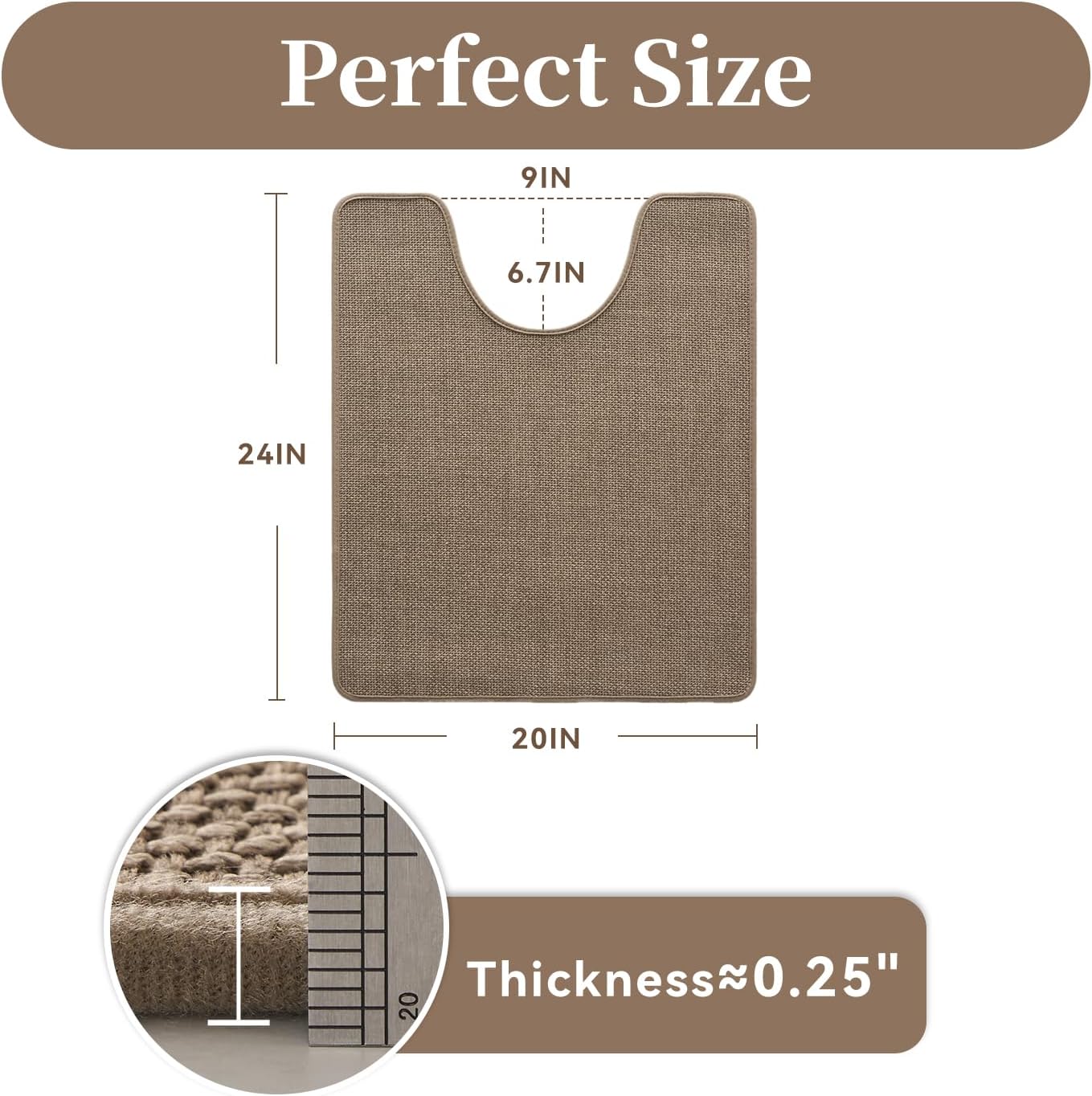 MontVoo Bath Mat Rug-Ultra Thin Non Slip Bath Mats for Bathroom Mat Quick Dry, Rubber Backing Washable Bathroom Rugs Fit Under Door, Absorbent Bath Rugs for Floor,17"x24",Khaki