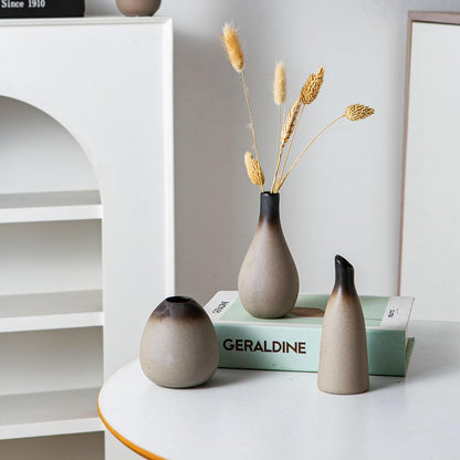 Tanvecle Small White Vases, Ceramic Bud Vase Set of 5, Mini Pottery Vases for Pampas Grass, Flowers, Decorative Vases for Home Modern Decor, Rustic Decor, Veses for Living Room Dining Table Shelves