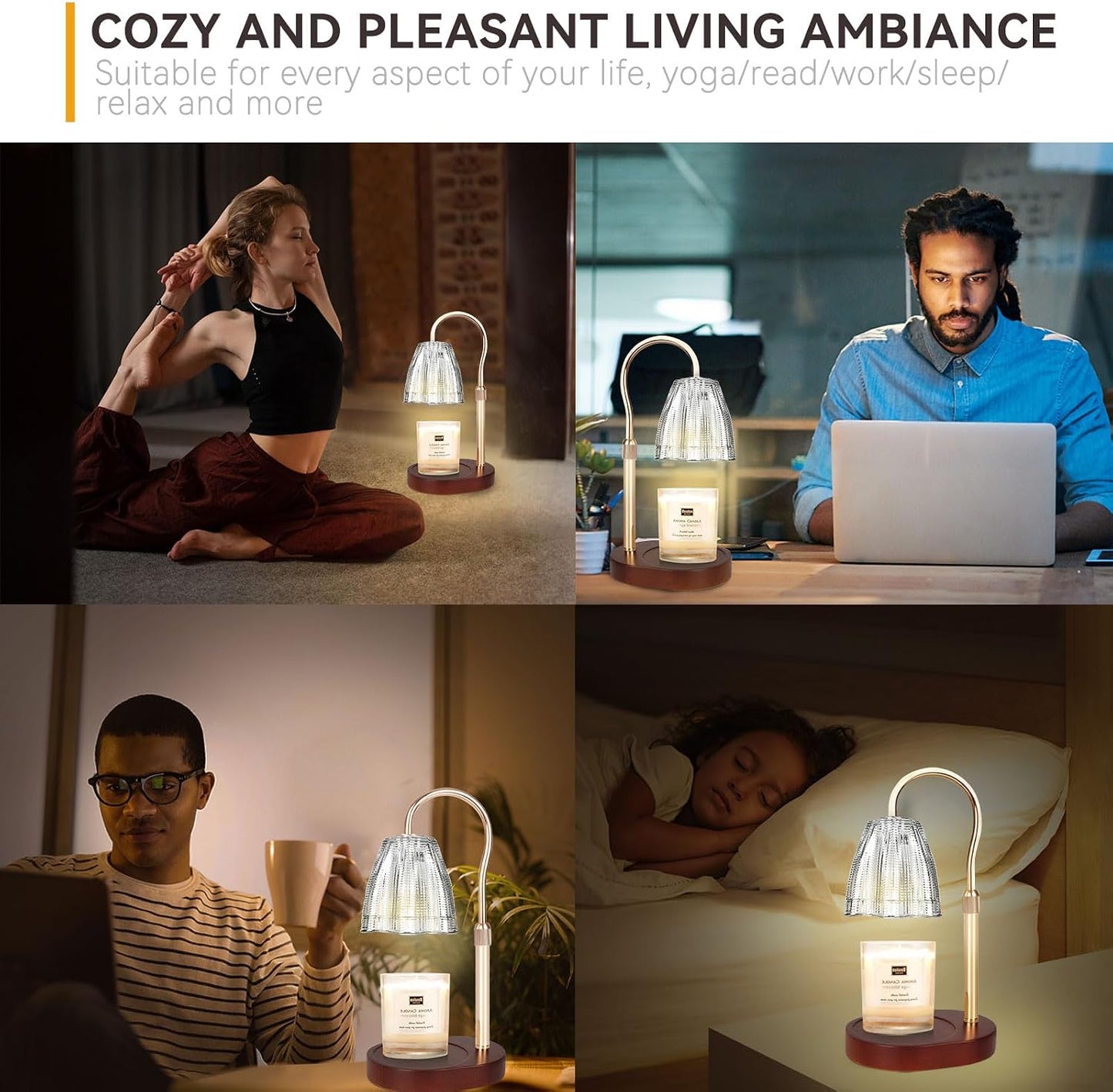 Candle Warmer Lamp with 3 Bulbs, Adjustable Height Dimmable Candle Warmer with Timer, Candle Lamp with Charming Gift Box Ribbon,Birthday Gifts for Women Mom, House Warming Gifts New Home Decor