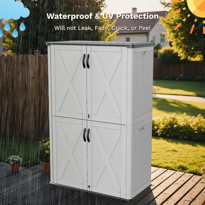 Patiowell 26 Cu.ft Outdoor Storage Cabinet with Lockable Door, Waterproof Horizontal Storage Shed for Tools and Patio Furniture, All-Weather Resin Shed Easy Assemble for Pool or Backyards, Brown