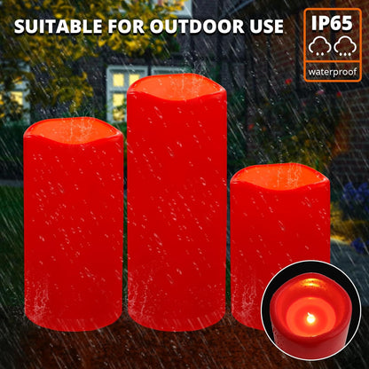 NURADA Large Waterproof Flameless Candles 6" 8" 10" x 4" - Outdoor Indoor LED Pillar Flickering Candle Battery Operated with Timer Remote for Patio Porch Lanterns - Ivory White Set of 3