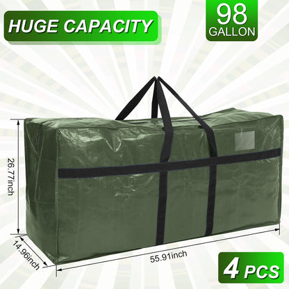 Windyun 4 Pack 57 Gallon Extra Large Moving Bags XXL Heavy Duty Storage Bag with Strong Zipper Handle Jumbo Big Tote Box Foldable for College Dorm Travel Clothes Duffle Blanket Pillow(Red)