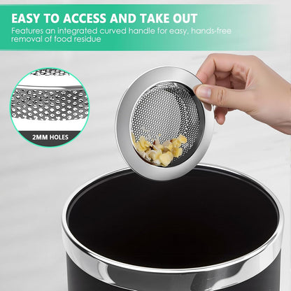 TENOC 2 Pack Kitchen Sink Strainer Stainless Steel, Heavy Duty Drain Strainer with Curved Rolled Edge, Anti Clog Slop Basket Filter Trap for Drain Hole, Silver