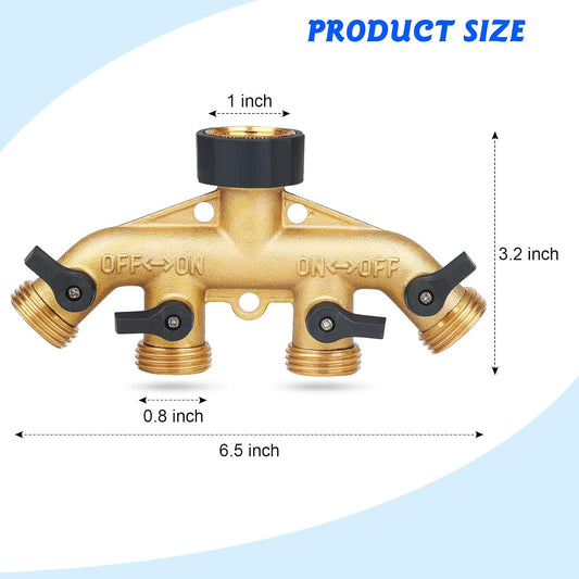 Garden Hose Splitter 2 Way 2 Pack Heavy Duty Brass Connector Tap Y Splitter (2WAY x 2PACK)