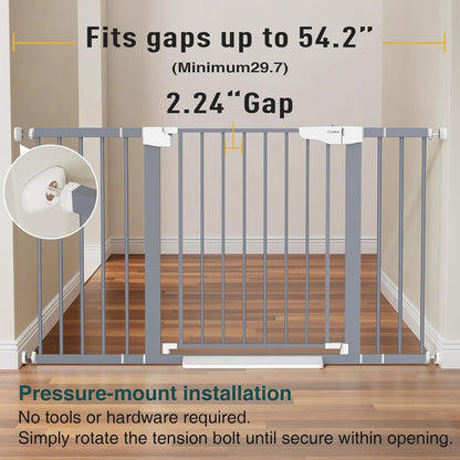 Cumbor 30-46" Baby Gate for Stairs, Mom's Choice Awards Winner-Auto Close Dog Gate for The House, Gifts for Mom, Easy Install Pressure Mounted Pet Gates for Doorways, Black