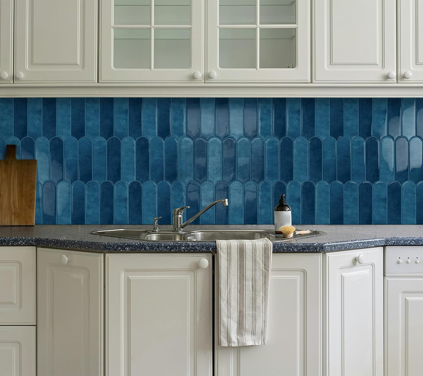 White Kitchen Backsplash Tile Peel and Stick Self Adhesive Tiles for Kitchen Wall (10-Sheet,12"x12")