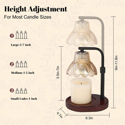 Candle Warmer Lamp,with Timer & Dimmer(3Bulbs),Candle Lamp Warmer Height Adjustable,Gifts for New Home,House Warming Gift,Birthday Gifts for Women/Daughter/Mom/Friend-Black