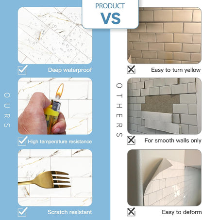 2026 New Upgrade Peel and Stick Backsplash Tile, Peel and Stick 11.34" X 11.57" Wall Tile for Kitchen, Bathroom, Fireplace, Laundry (Beige Ecru, 10 Packs)