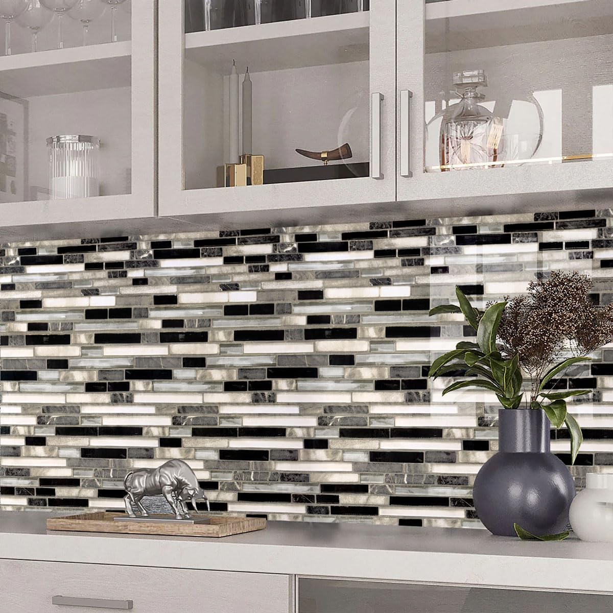 Livebor Peel and Stick Backsplash Wallpaper Kitchen Backsplash Wallpaper 11.8inch x 118.1inch Tile Contact Paper Kitchen Peel and Stick Countertops Waterproof Contact Paper for Bathroom Tile Vinyl