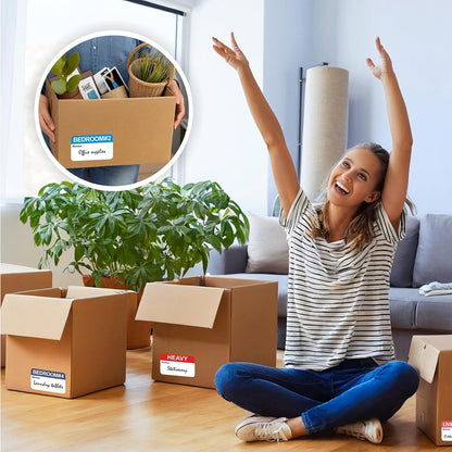 400 pcs 20 Designs Pre-Printed Color-Coded Home Moving Packing,PVC Material (Waterproof, Easy to Remove), 2 Pcs Markers Included in Set in Set, Each Measures 3” x 1.8”