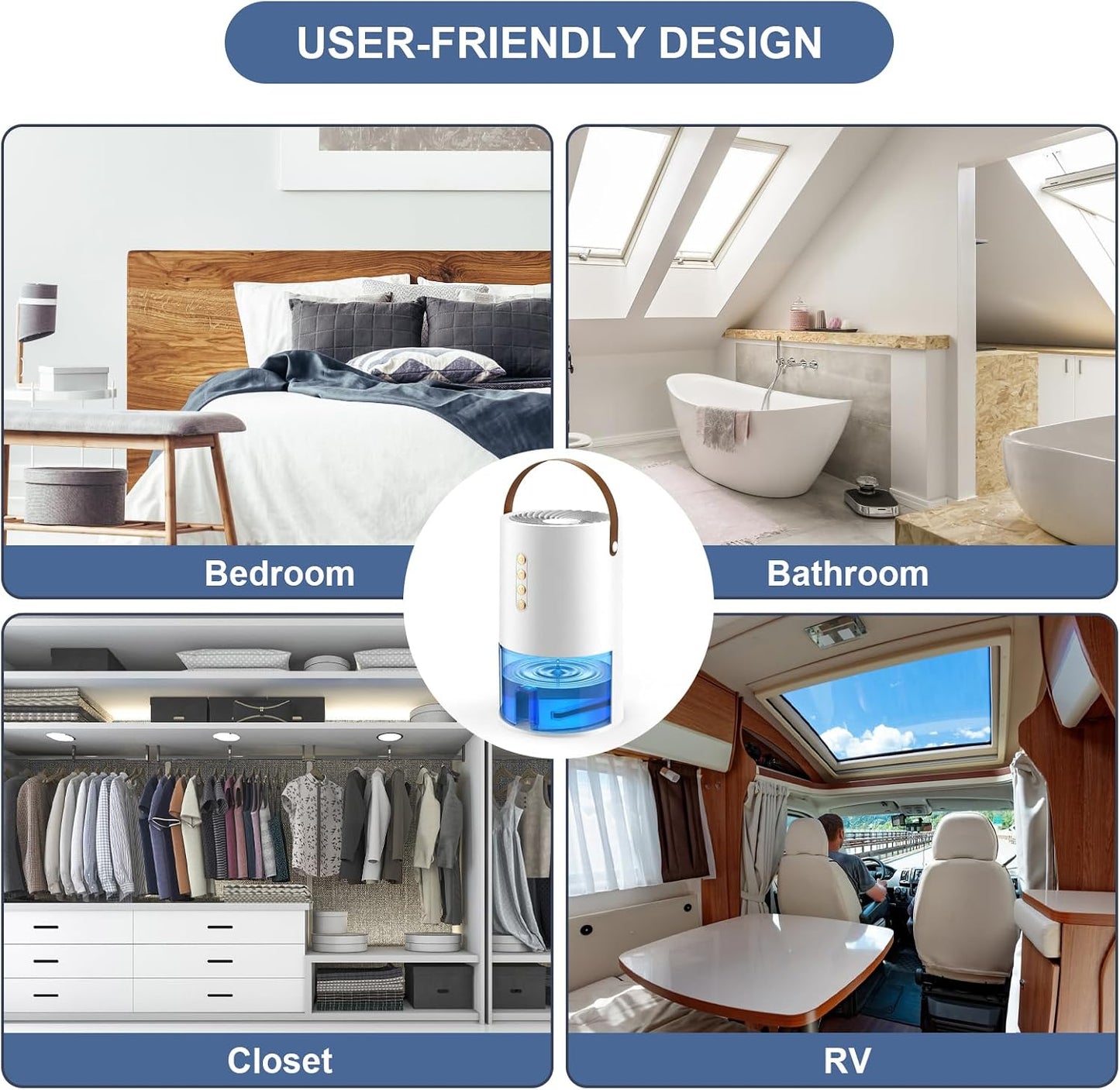 Dehumidifier, 44 OZ Small Dehumidifiers for Home, Bedroom, Bathroom, Fresh Air with Negative Ions & Auto Shut Off, 7 Colors Light & 3 Timer Options, Portable Dehumidifiers for Closet RV