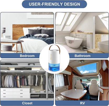 Dehumidifier, 44 OZ Small Dehumidifiers for Home, Bedroom, Bathroom, Fresh Air with Negative Ions & Auto Shut Off, 7 Colors Light & 3 Timer Options, Portable Dehumidifiers for Closet RV