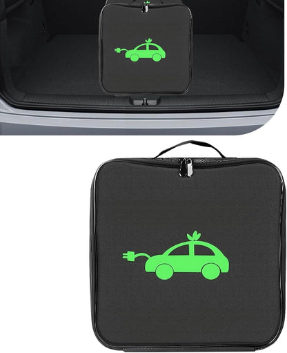 Charger Bag, Portable EV Charging Cable Bags, Waterproof Oxford Cloth Storage Bag for Charger, Jumper Cables, Cords (Rectangular)